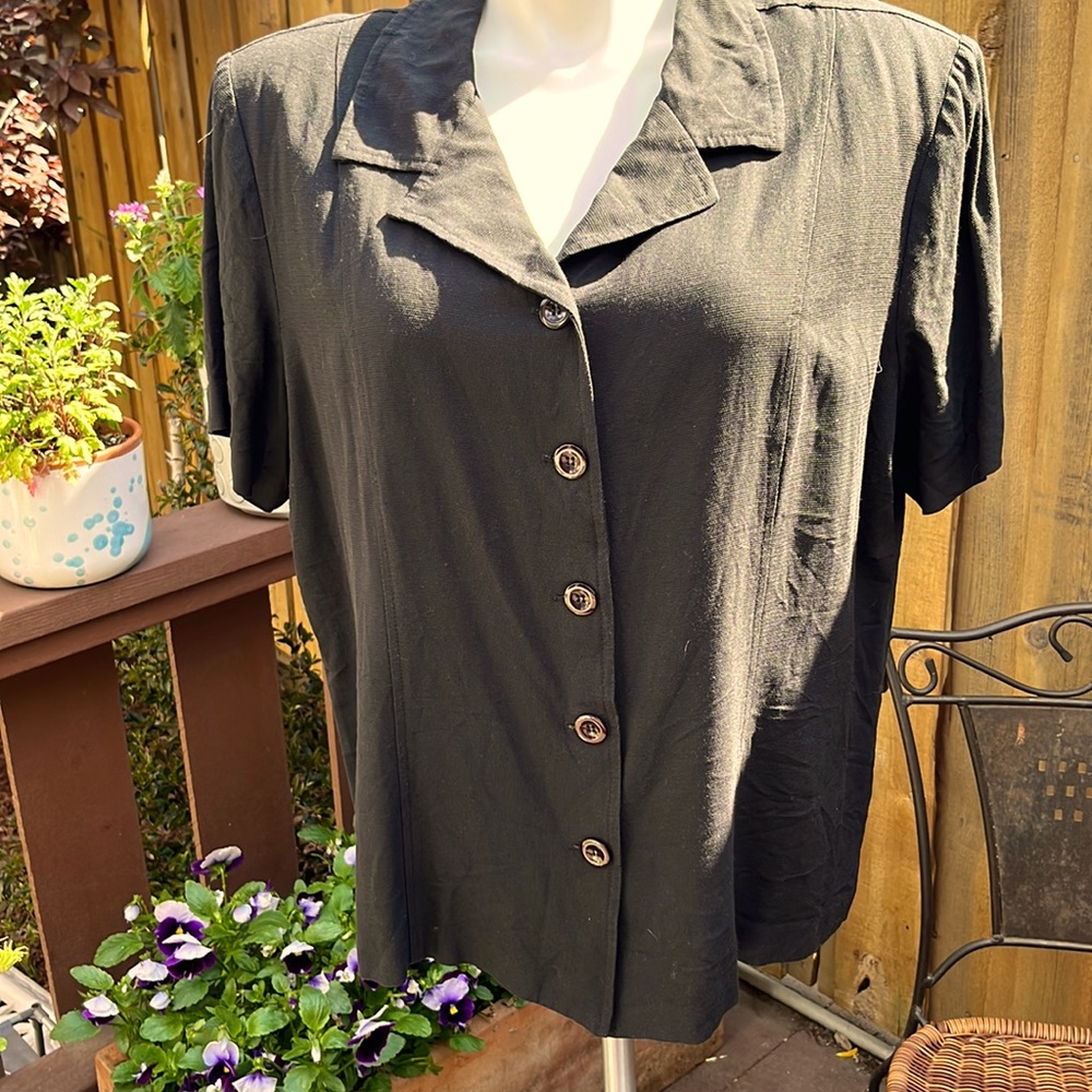 Black, short sleeve blouse